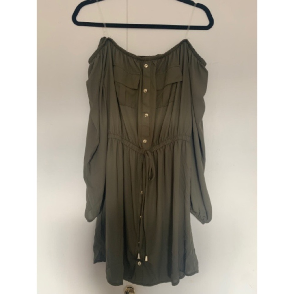 NWT Rue21 strapless olive green dress with buttons